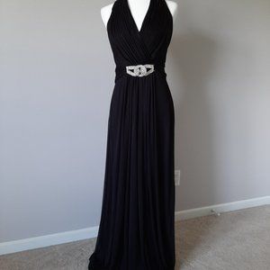 Long formal black halter top dress